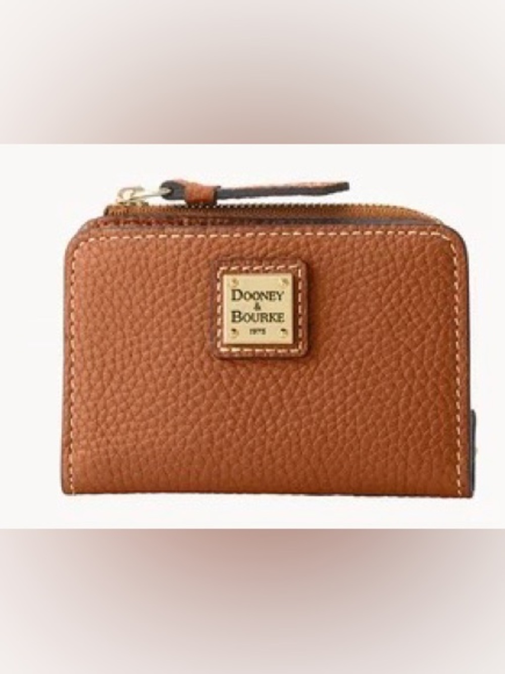 Dooney & Bourke Pebbled Leather Zip Wristlet in Cognac Brown